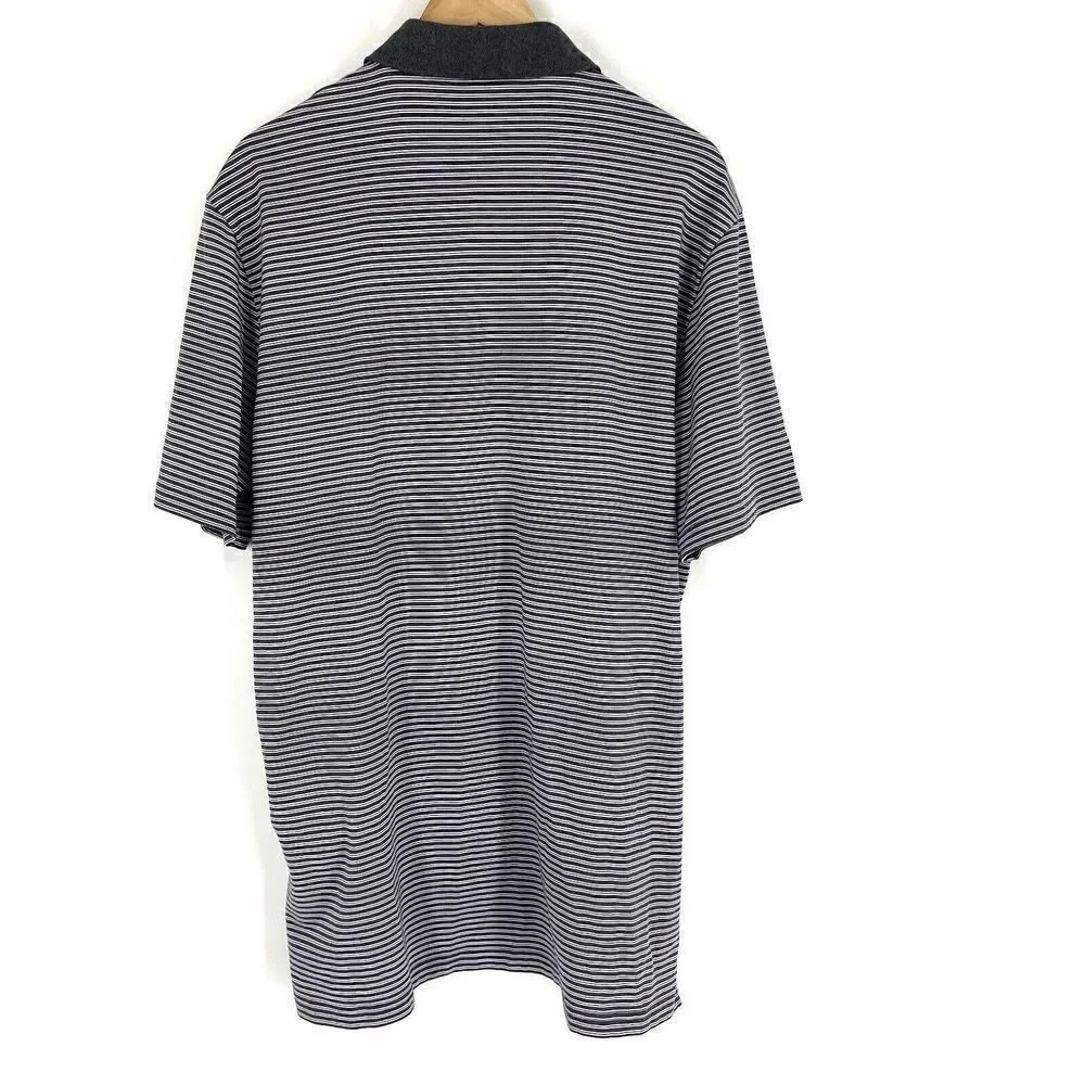 Polo Golf Ralph Lauren Shirt Size Large Mens Purple Gray Stripe Cotton Stretch